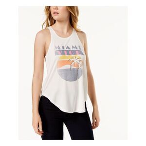 TRUE VINTAGE Womens Top Ivory Sleeveless Jewel Neck Juniors S